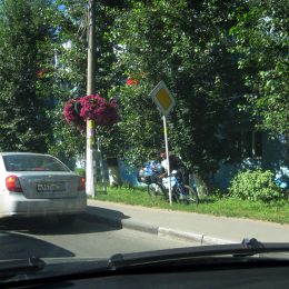 Вода из фонтана перед мэрией Лобни идет на полив цветов